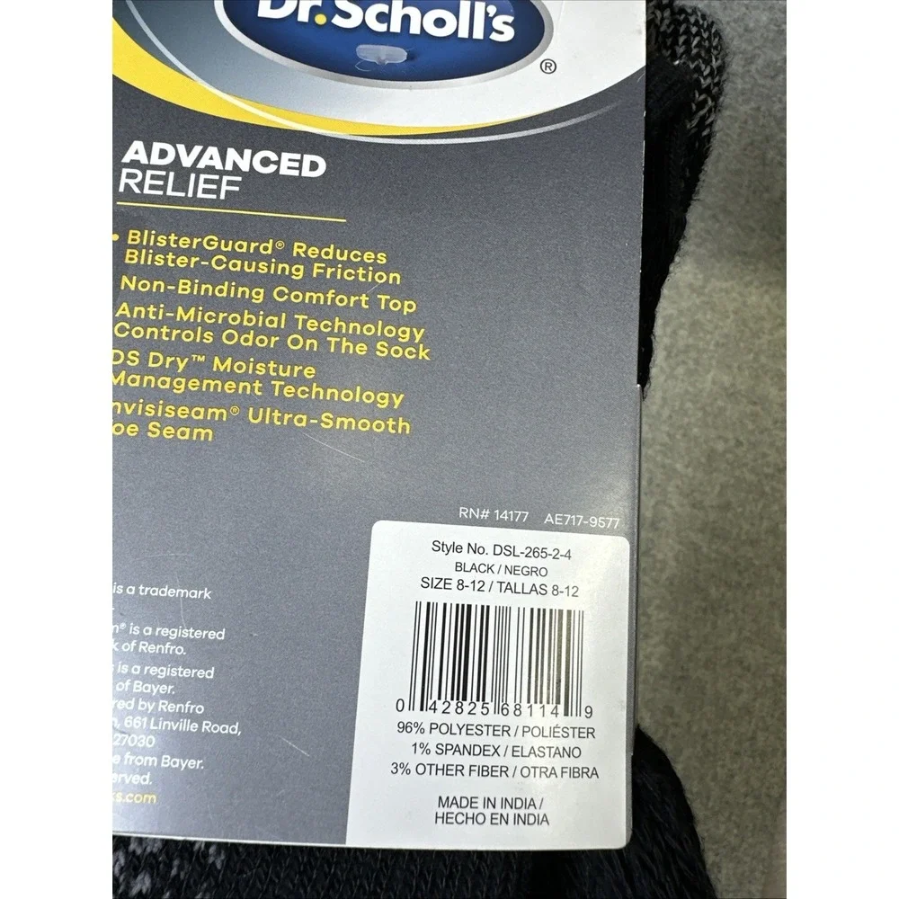 Dr. Scholl's Women's Advanced Relief Wide Top Crew Comfort 2 Pair Size 8-12